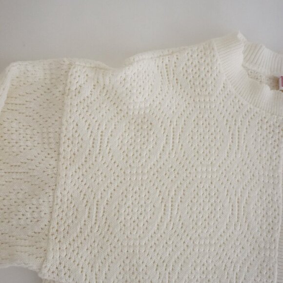 Vintage Intense Functionals Cream Eyelet Button Up Cardigan Sweater Size 38 - Picture 11 of 13